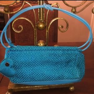 The Saks Turquoise Viscose Fabric Purse